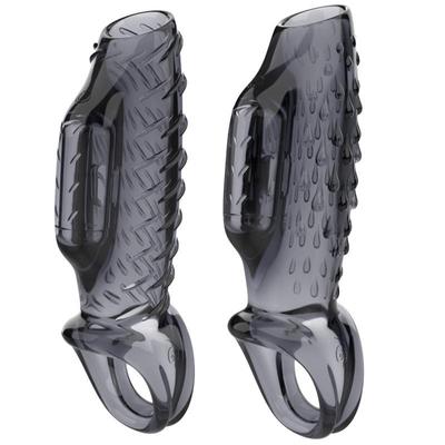 Мужской XL Толстый Вибрирующий Кристальный Рукав «Волчий Зуб» для Прелюдии Пар