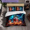 AC Milan Pattern 3 Pieces Bedding Set Soft Microfiber Duvet Cover with Pillow Cases for Bedroom