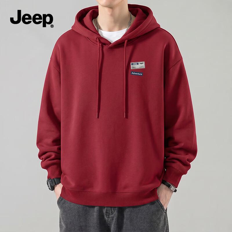 Jeep Мужская толстовка с капюшоном свободного кроя, из плотного материала