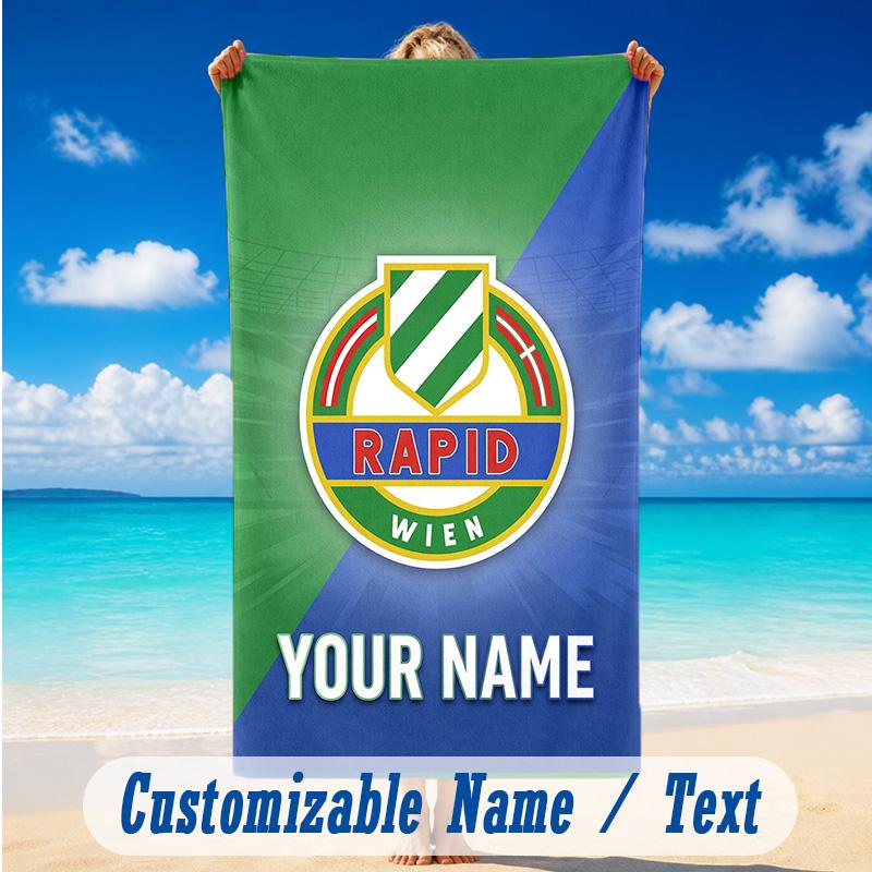 Beach Towel Custom Name Text, Quick Dry Large Towel For Beach HomeRapid Wien FC