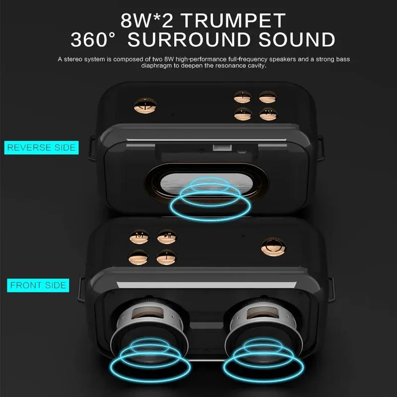Портативная беспроводная Bluetooth-колонка со стереозвуком, расширенными басами и высокими частотами, поддержка TWS Bluetooth 5.0, слот для TF-карты, USB, AUX-вход
