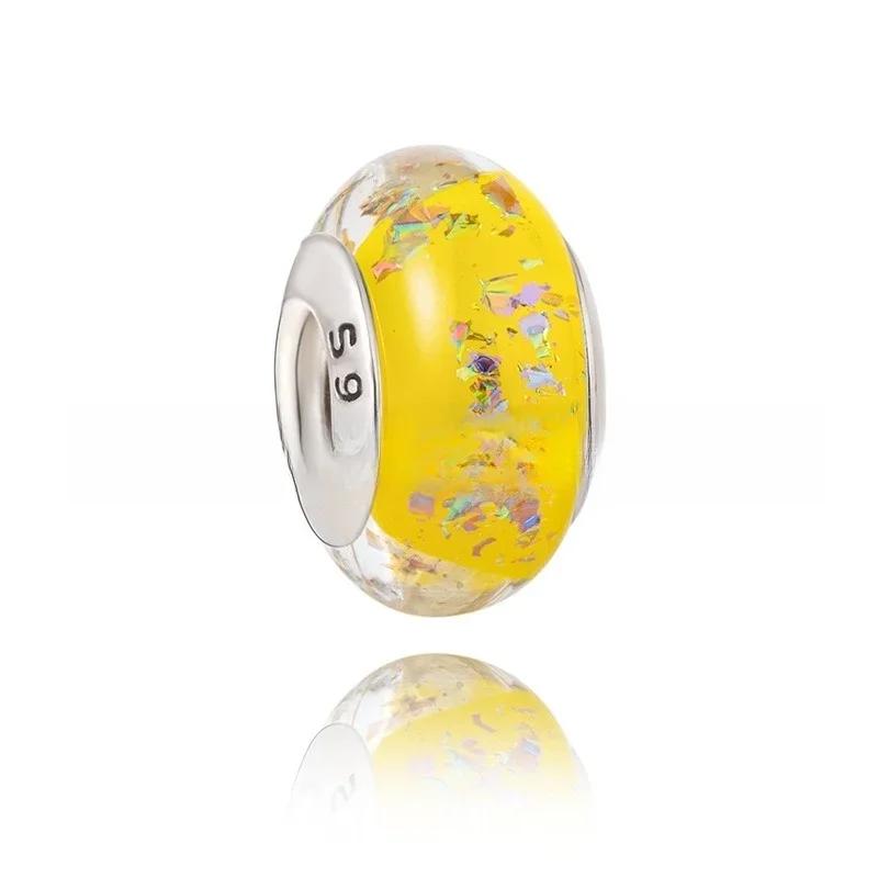 Новый Оригинальный Медный Шарм из Муранского Стекла Разноцветный Радужный Шарм Снежинки Звезды для Браслета Сделай Сам Женские Украшения