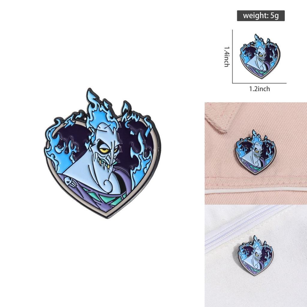 Adorable Cartoon Character Brooch Featuring Heart Shape And Blue Flame Aesthetic