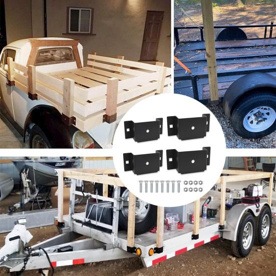 4 шт. кронштейнов для карманов стоек прицепа с винтами, подходят для стоек из древесины 2x4 дюйма, стальных стоек для стоек, прочный металлический бортовой прицеп, хозяйственный столб