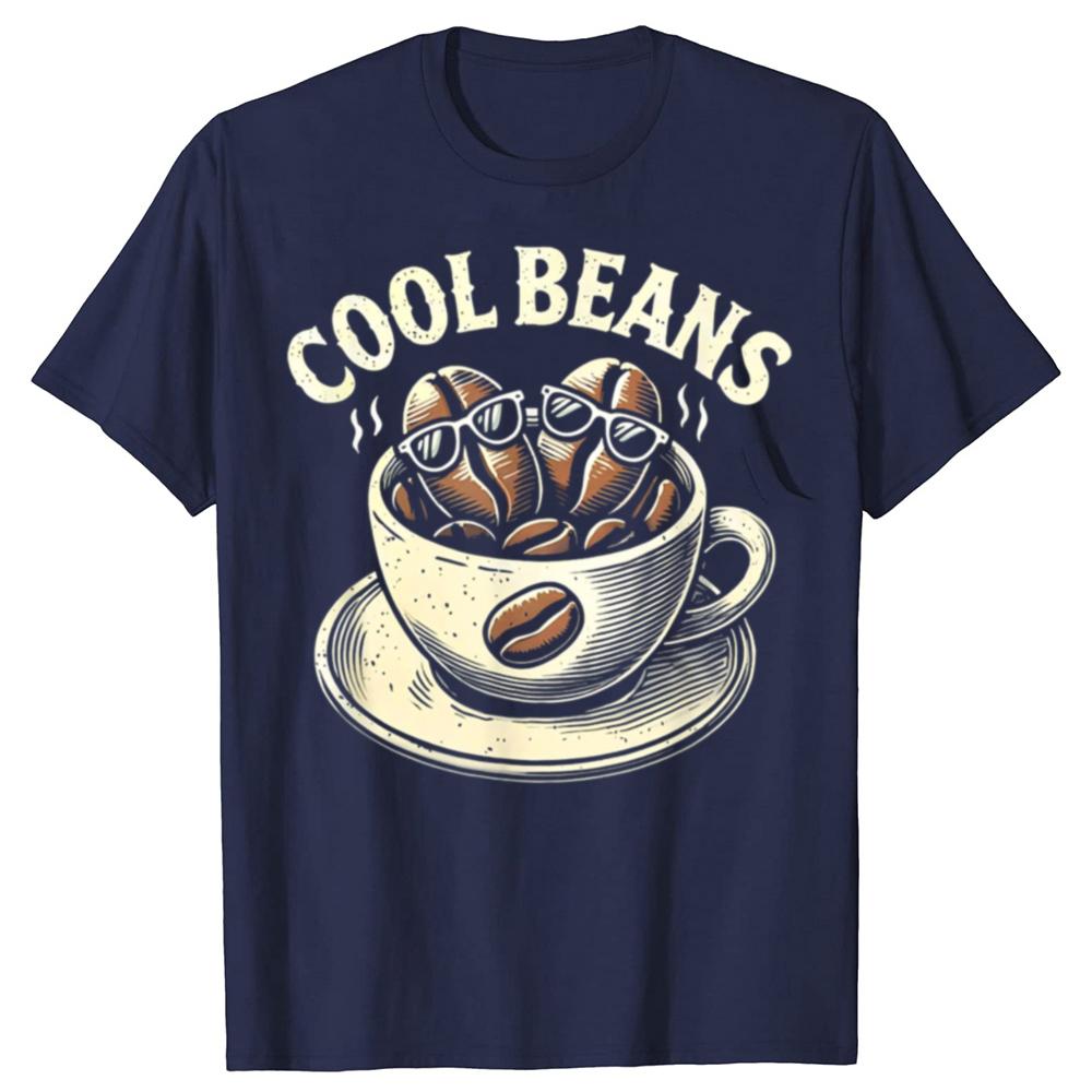 Смешные Cool Beans Кофе Кофеин Любитель Ретро Футболки Хлопок Короткий Рукав Подарки на День Рождения Мужская Повседневная Свободная Оверсайз Футболка