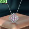 100% стерлингового серебра 925 пробы розового цвета с высоким содержанием углерода бриллиантами четырехлистный клевер 43 см кулон ожерелье для женщин сверкающие ювелирные изделия