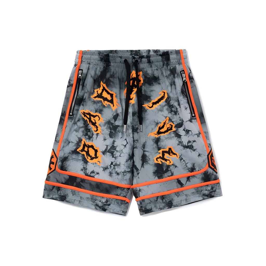 Li Ning Badfive Logo Printed Color Block Drawstring Casual Shorts Men Shorts Gray AAPR581-2