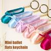 Satin Ballet Shoe Keychain Handmade Mini Pointe Shoe Pendant with Keyring Ballet Lovers