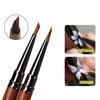 Round Wood Handle Triangular Petal Nail Brush Acrylic Nail Art Liner Brush Stripes Grid Flower Painting Drawing Pen Manicure Tool