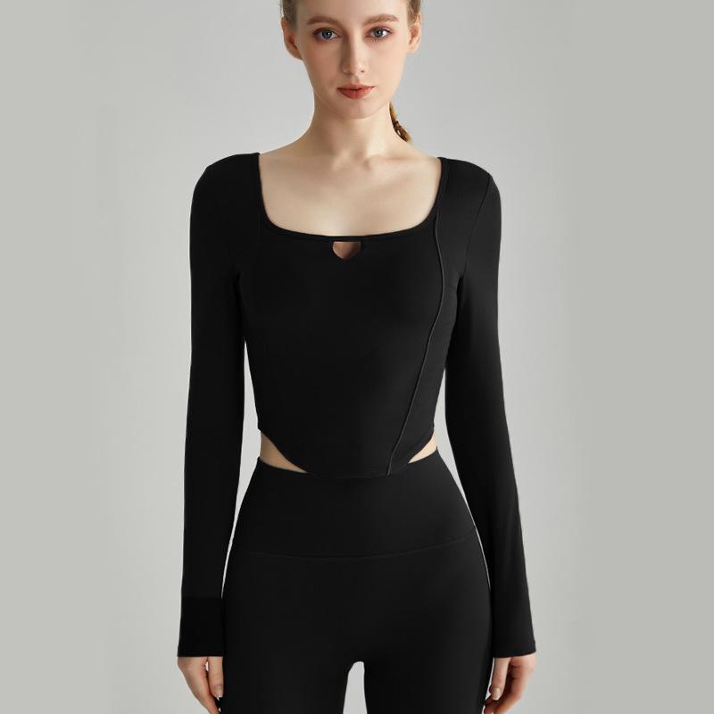 Топ для йоги LAHN с длинными рукавами и встроенной накладкой на грудь для похудения