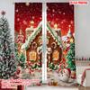 2 шт. Рождественские шторы с плоской 2D печатью 'Счастливого Рождества' Пряничный домик с Сантой Елка Леденец Вечеринка Универсальная ткань