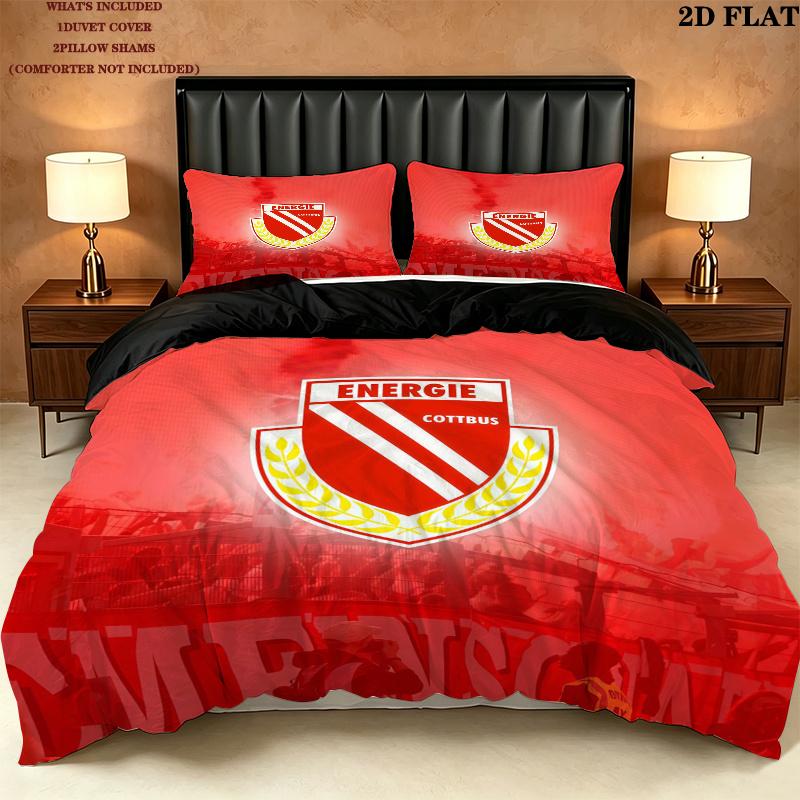 Energie Cottbus Bedding Quilt Set Quilt Cover Pillowcase Home Decoration Birthday Gift (1 * duvet cover + 2 * pillowcase, without core)