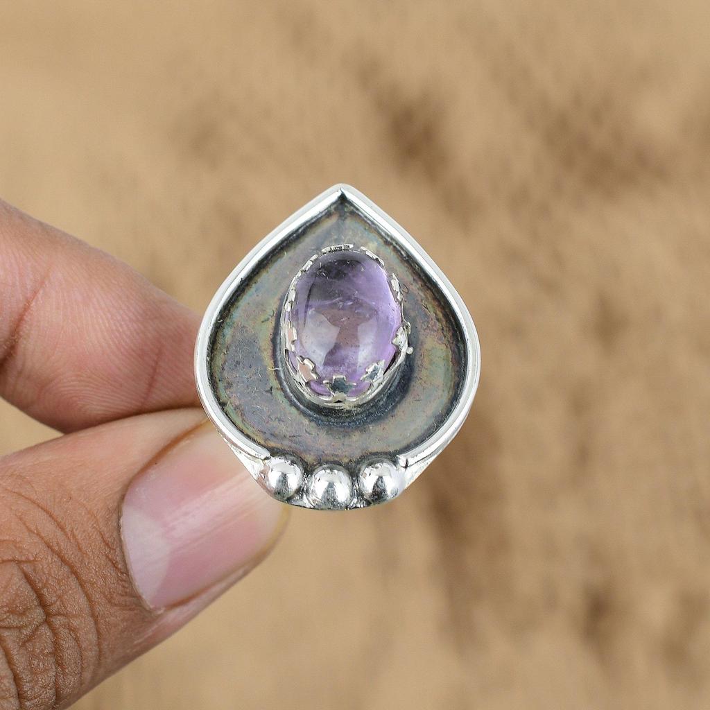 Mothers day Deal February African Amethyst Gemstone New Ring 925 Sterling Silver