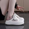Half bag slippers can be worn outside. White shoes for women, breathable mesh, versatile, thick sole, thin, casual and comfortable women's shoes