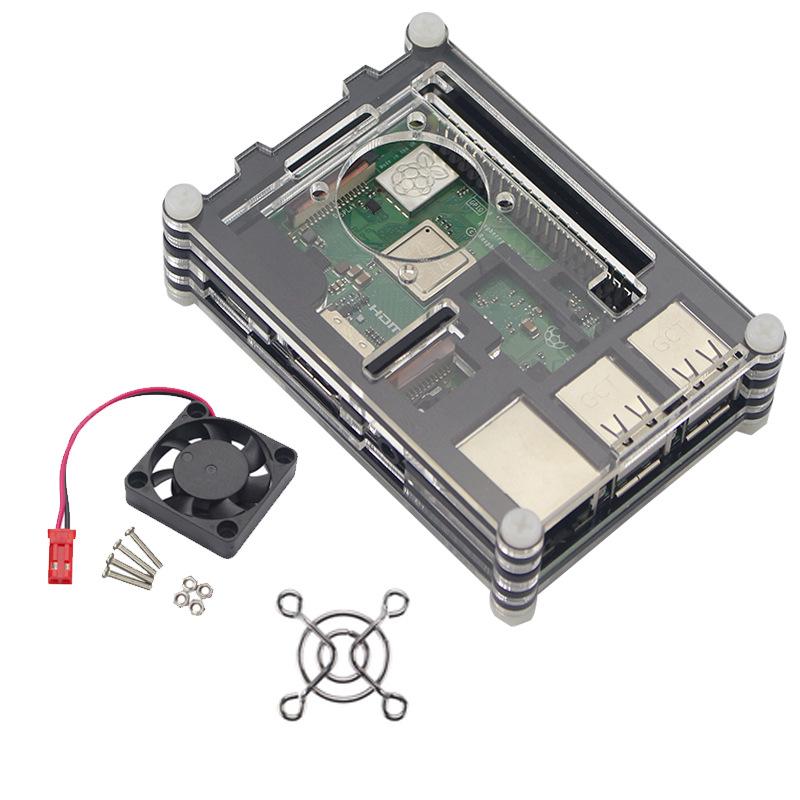 Акриловый радужный корпус для Raspberry Pi 3B+/3B, 9 слоев, с вентилятором - Защитный корпус для платы микроконтроллера