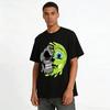 Half Skull Melted Green Face Print Trendy Casual Short Sleeve T-Shirt Pure cotton T-shirt