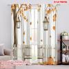 2pcs,2D Plane Printing Curtains&Window Treatment Autumn Leaves Bench Lanterns Polyester Fabric (without Rod) Art Deco Festive