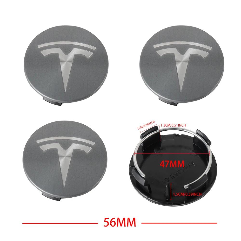 Автомобильная наклейка Tesla 4 шт. 56 мм Наклейки-заглушки центральных колпачков ступиц колес автомобиля Значок Наклейка Автоаксессуары Для Tesla Model 3 Model