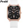 Часы POSHI, мужские и женские модные часы, водонепроницаемые женские кварцевые часы из сплава с силиконовым ремнем