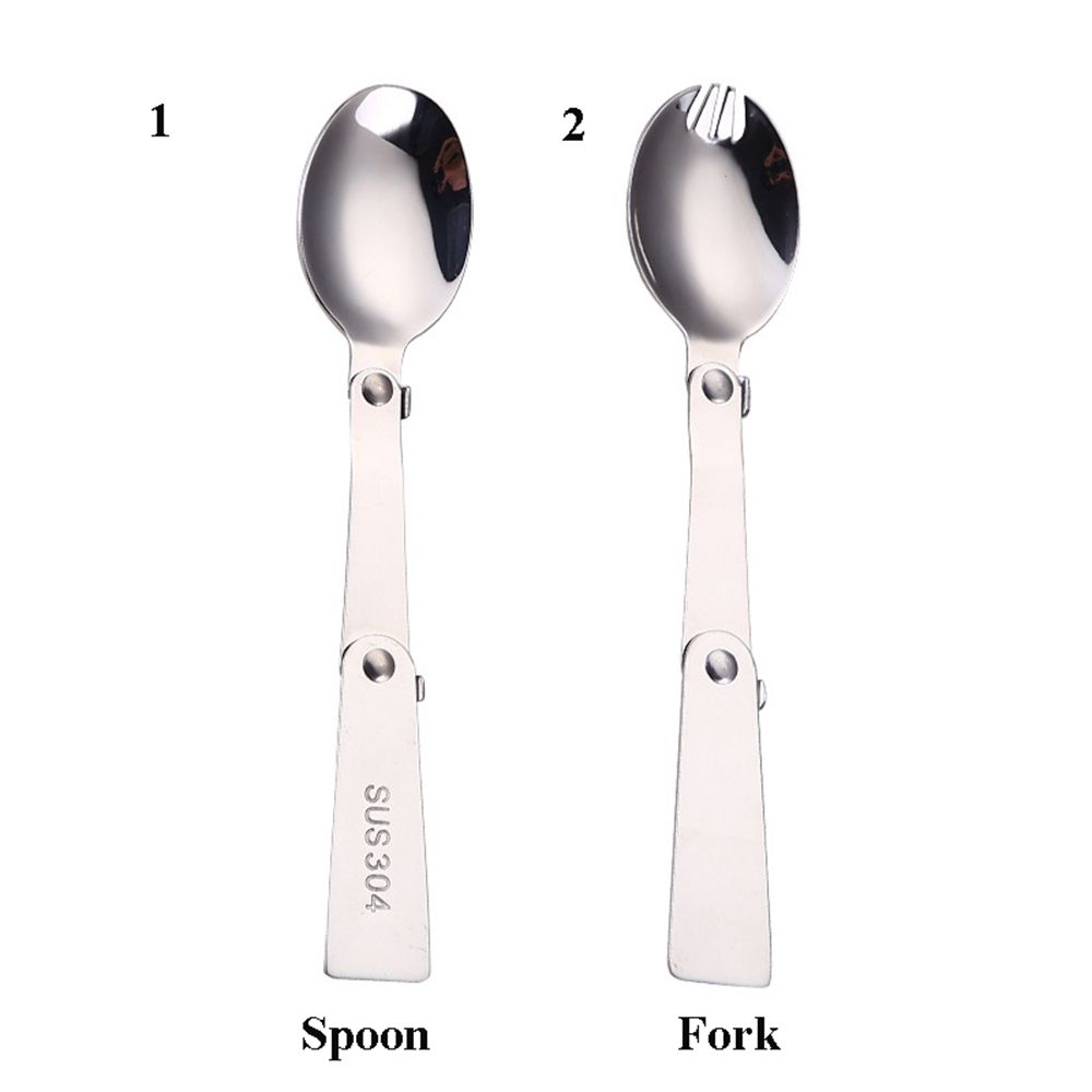 Utensil Stainless Outdoor Pocket Spoon Fork Travel Camping Tool Folding Cookware Foldable Forks