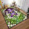 Floral Pattern Carpet with Purple Irises and Green Leaves Decor Suitable for use as an anti-slip for living room bedroom sofas