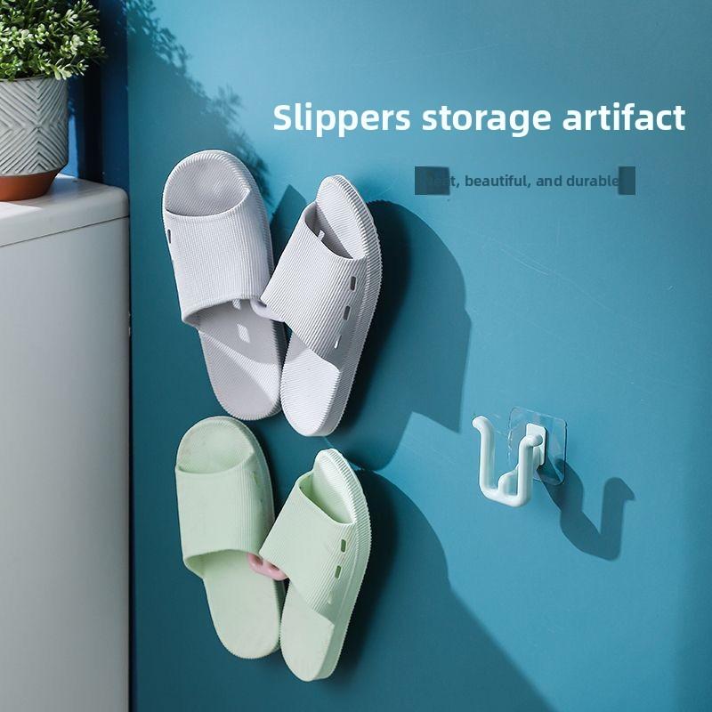 Самоклеящиеся крючки для тапочек, полки для тапочек, настенная полка для хранения обуви без дырокола, сушилка, вешалка для обуви в ванной, аксессуары