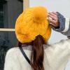 Women's Cashmere Hat Three Wool Balls Autumn Winter Cap Cute Fleece Thickened Warm Solid Knitted Hats