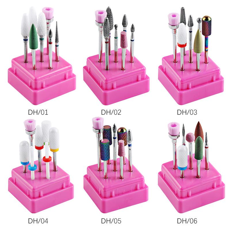 Набор из 7 керамических фрез для ногтей: Сменные насадки для электрической пилки для маникюра, шлифовки, удаления ногтей и кутикулы