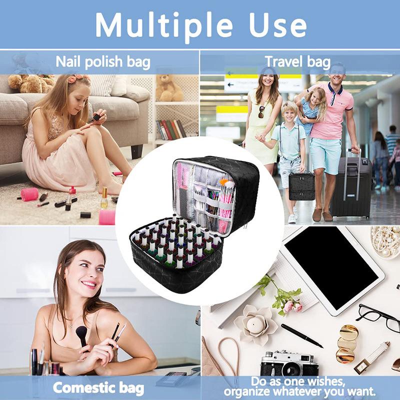 Nail Polish Storage Bag Portable Double-layer Heightened High-capacity Oil Bag Can Accommodate The Holder Lamp 30 Bottles