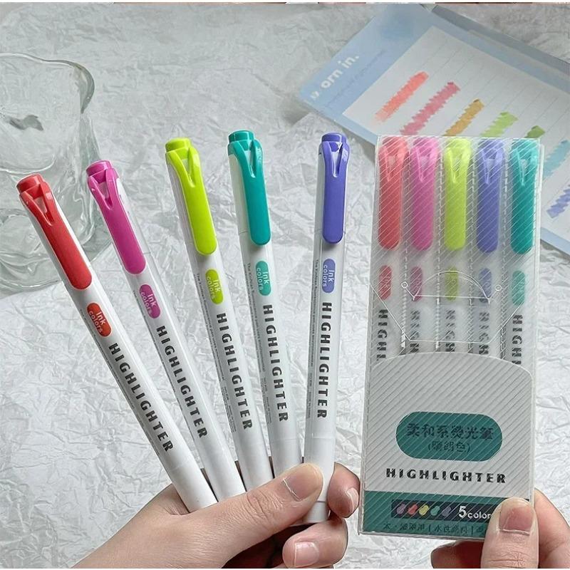 5 шт./компл., маркеры с двойной головкой, студенческие заметки, маркер для основного содержания, маркер для девочек, альбом для скрапбукинга, декор для журнала, стационарная ручка для рисования