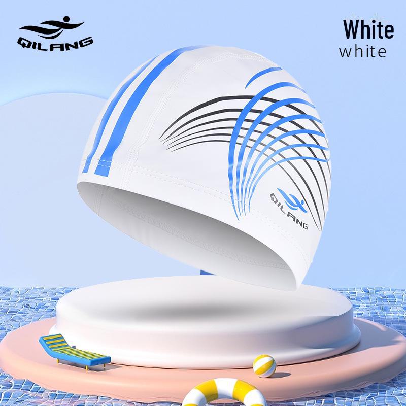 Шапочка для плавания унисекс для взрослых с длинными волосами - модный принт, удобная защита ушей, водонепроницаемая ПУ M016