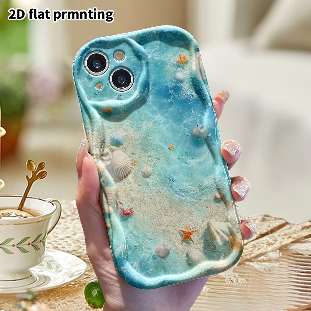 Phone case: 2D flat, compatible with iPhone 12Pro, 13, 14, 15, 16, 17, 18 protective case, phone decoration, clear shallow sea, perfect gift for Chris