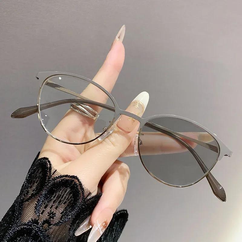 Трендовые женские хромированные очки Модные мужские очки «кошачий глаз» с минусовыми диоптриями Очки с овальной оправой для близоркости для дам