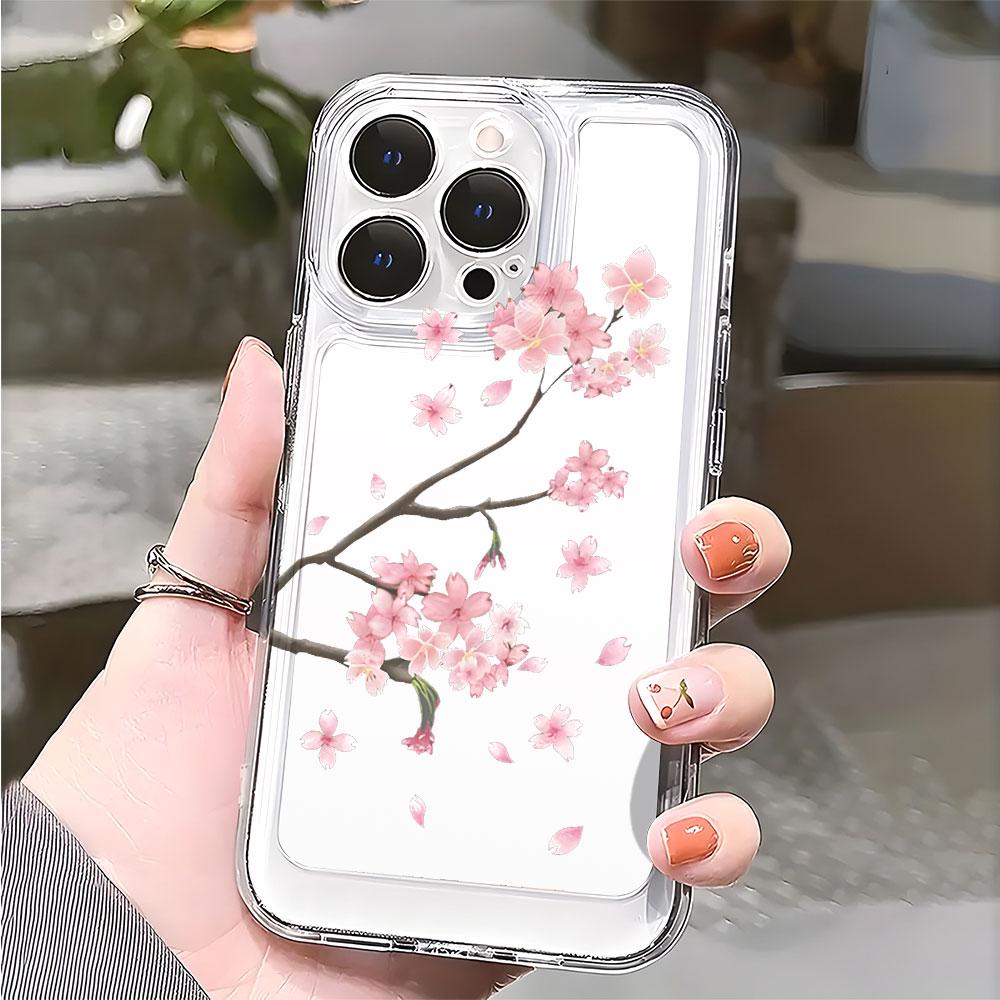 Чехол для телефона 'Падающие розовые цветы сакуры' для IPhone 17 15 16 14 13 12 11 Pro Max Plus 12 13 Mini Защитный чехол из ТПУ
