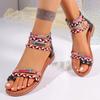 Fashion 2025 Ladies Summer Fashional Bohemia Ethnic Colorful Stitching Roman Style Open Toe Zipper Women Flat Fancy Sandals Beach Shoes
