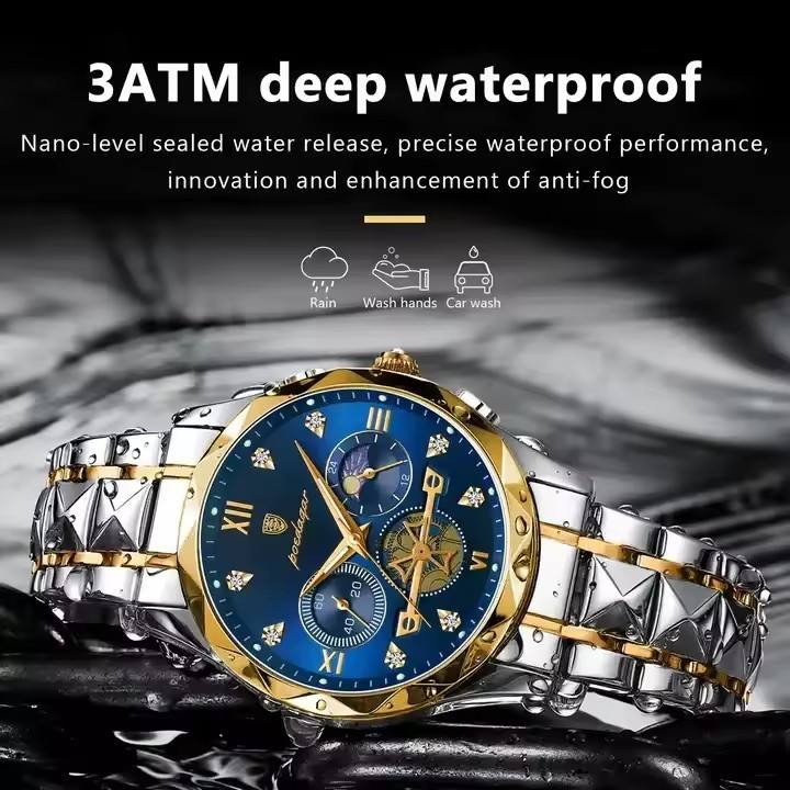 Poedagar 996 Hot Sale Men Quartz Watch Stainless Steel Strap Waterproof Luminous Hands Business Casual Male Wristwatch