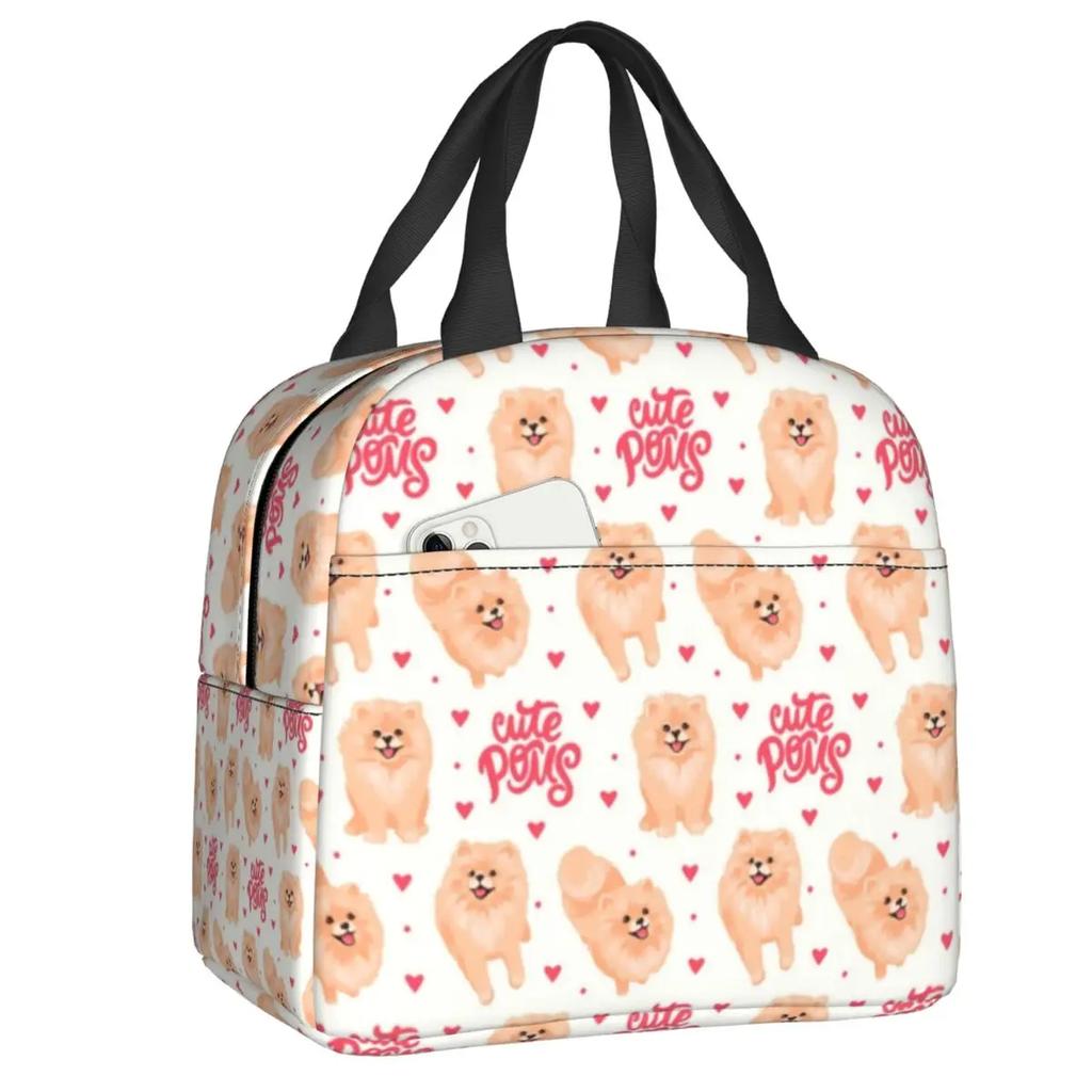 Мультфильм Померанский шпиц Ланч-боксы для женщин Многофункциональный шпиц Собака Термоохладитель Еда Изолированная сумка для обеда Офисная работа