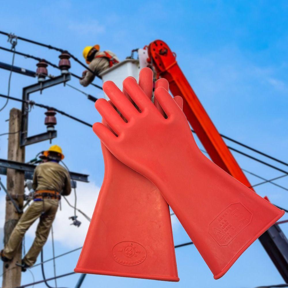 Red Electrician Insulating Gloves 5KV Work Safe Gloves Protective Insulation Mittens Electrical