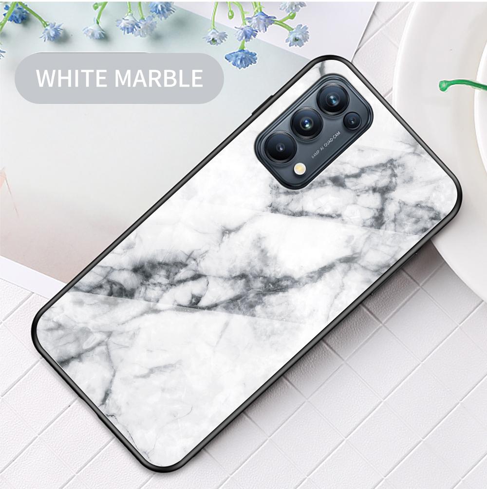 Чехол для OPPO Reno 4 2 3 4 5 ZF Lite Find 2 F11 Pro F7, чехол из мраморного закаленного стекла, задняя крышка