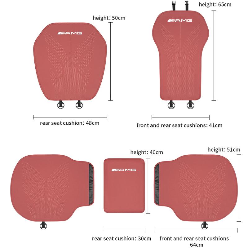 BQAZ9 Car Seat Cushion Nappa Leather Breathable Non-Slip Four Seasons Seat Cushion Suit Accessories Car Hub Cap For Mercedes Benz AMG