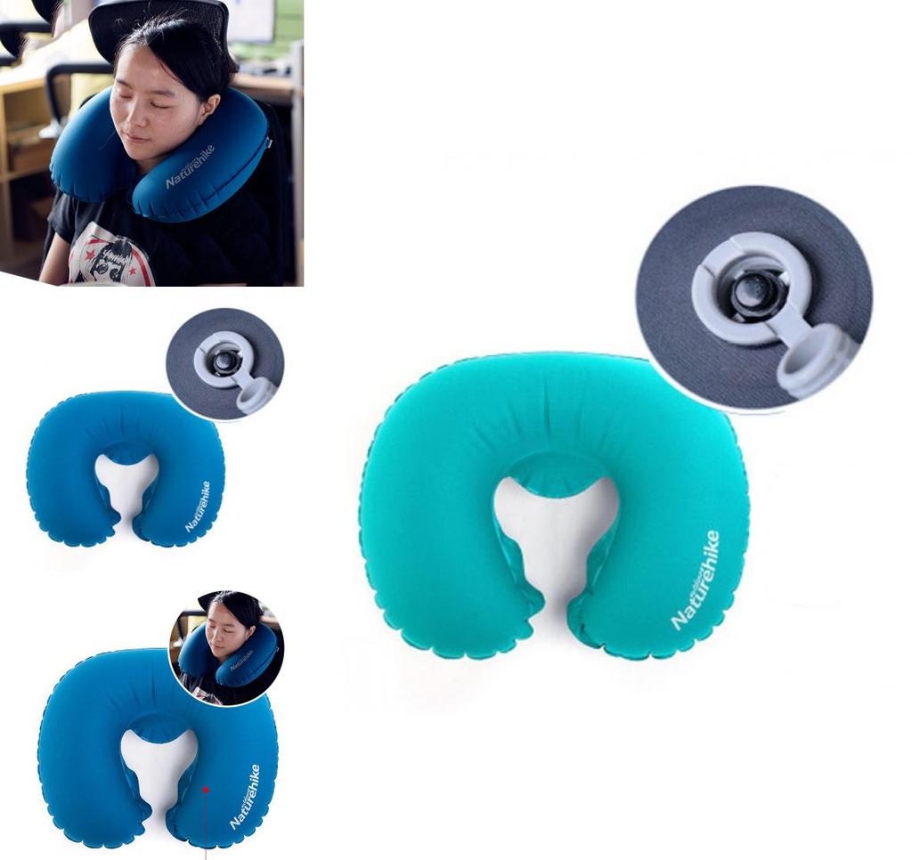 Travel U Shaped Inflatable Cervical Pillow With Breathable Ice Silk Cover For Adults