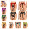 Женский металлический блестящий подвязочный пояс с 4 ремешками, пояс-подвес с металлическими зажимами-«уточками» для высоких чулок