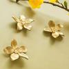 6 Pcs Elegant Golden Floral Cabinet Knobs - High-Quality Zinc Alloy, Comfortable Grip, Easy Install - Ideal for Dressers, Nightstands & Bookcases