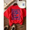 Summer Letter Red Lips Print Kids T-Shirts Fashion Street Short-Sleeve Outdoor Casual Tops for Boy and Girl's Tees Top