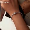 BAMOER 100% 925 Sterling Silver Shiny Starry Bracelet Simple Basic Bangle Bracelet for Women Fine Jewelry 17CM 19CM