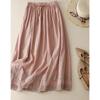 Real Shot Summer New Literary Loose Splicing Lace Elastic Waist Skirt Women's Medium and Long