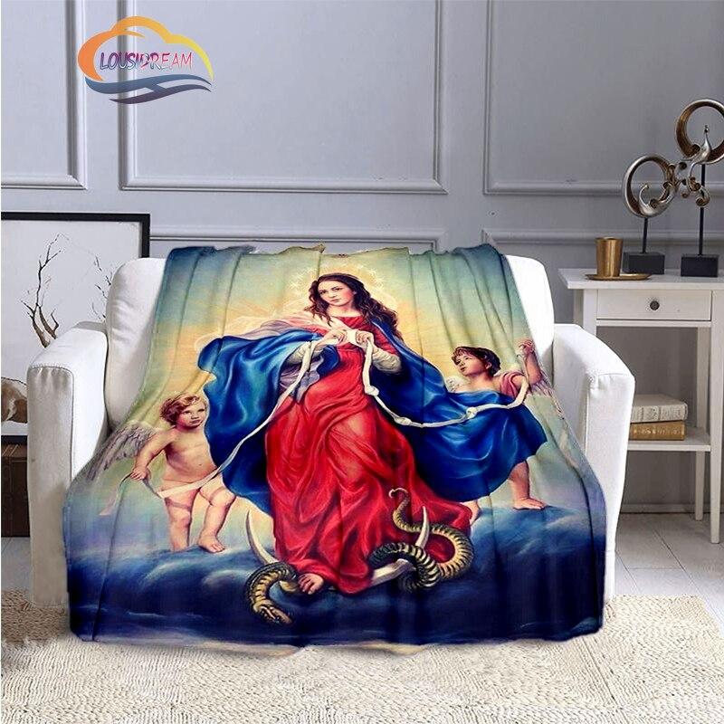 Одеяла с 3D принтом Христа Пресвятой Девы Марии, модные фланелевые кашемировые одеяла, модные религиозные мягкие покрывала, диванные одеяла
