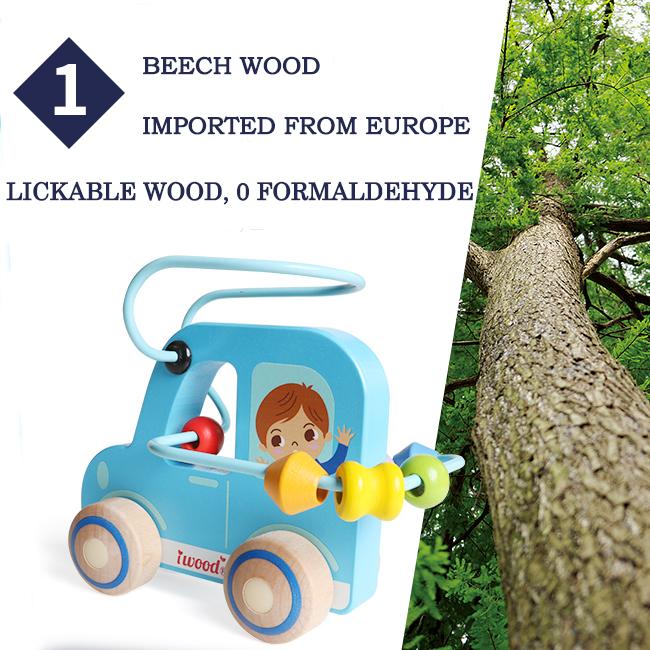 Iwood Подставка для бусинок с изображением щенка и пони/деревянная игрушечная машинка с изображением мультяшного животного, подарок на день рождения детей