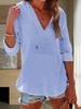 Women's Beach Cover Up Hoodie Long Sleeve V Neck Pocket Hooded Sweatshirt Top