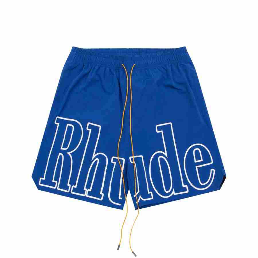 Cross-border European and American trendy brand RHUDE letter logo casual elastic sports shorts men's and women's American high street beach pants